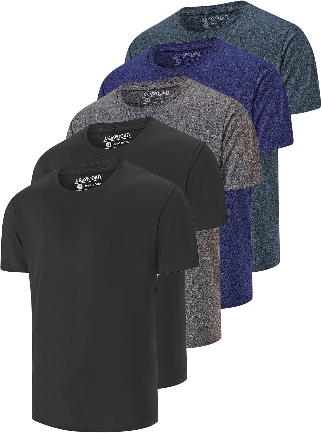 5 Pack Men's Performance Crew Neck Short Sleeve Tees - Image 7