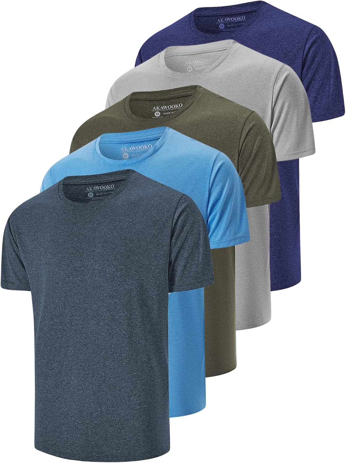 5 Pack Men's Performance Crew Neck Short Sleeve Tees - Image 9
