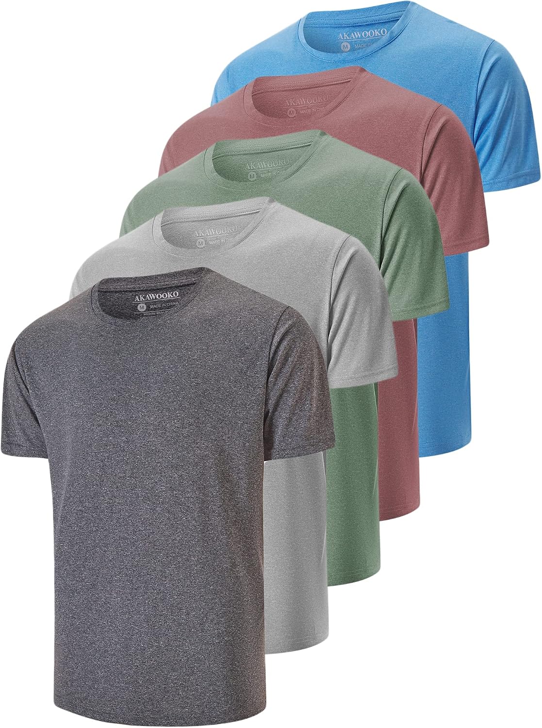 5 Pack Men's Performance Crew Neck Short Sleeve Tees