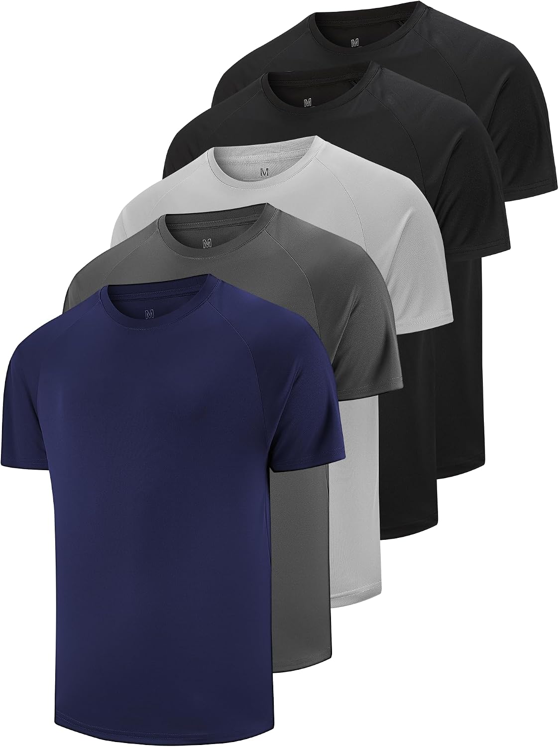 5 Pack Men's Performance Crew Neck Short Sleeve Tees - Image 8