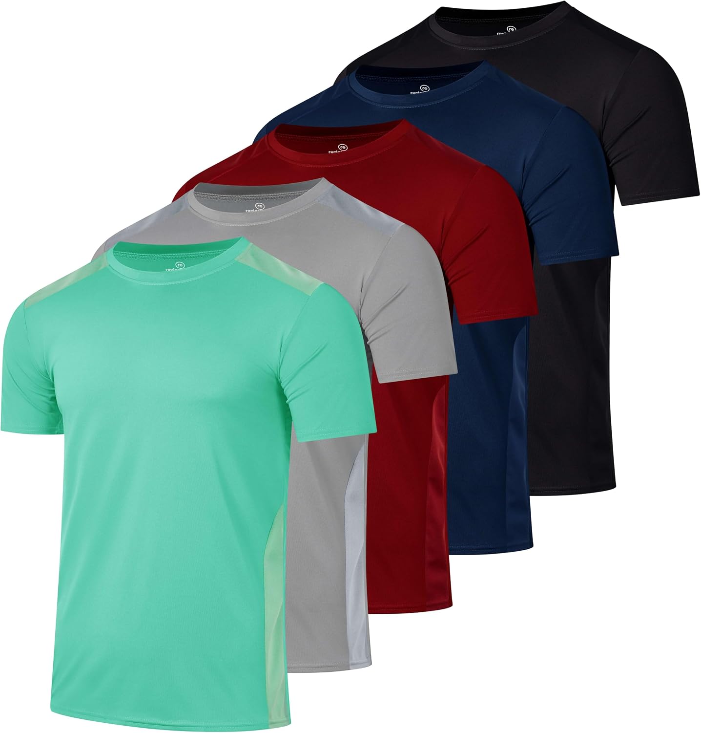 5 Pack Men's Short Sleeve Crew Neck Athletic Tees - Image 28