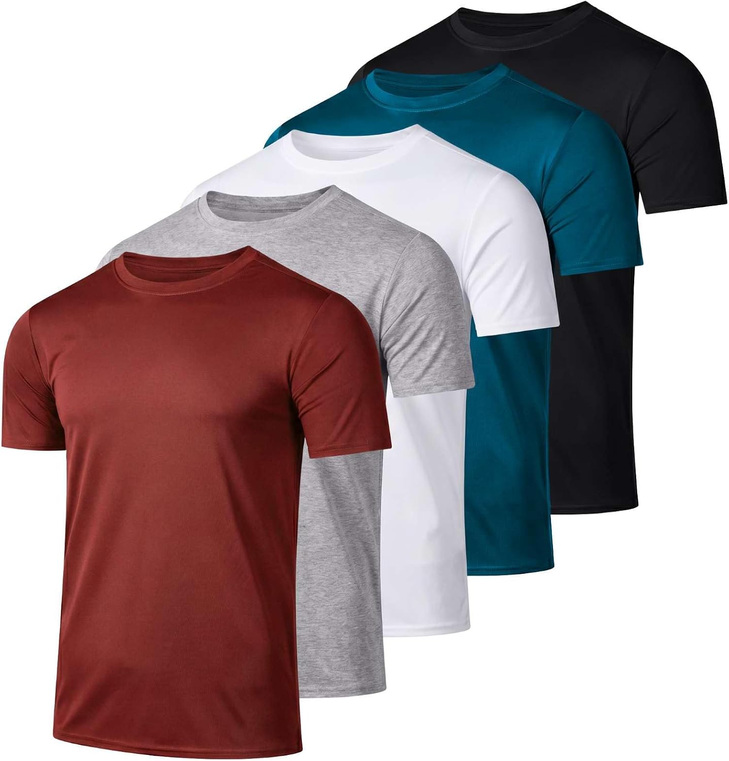 5 Pack Men's Short Sleeve Crew Neck Athletic Tees - Image 13