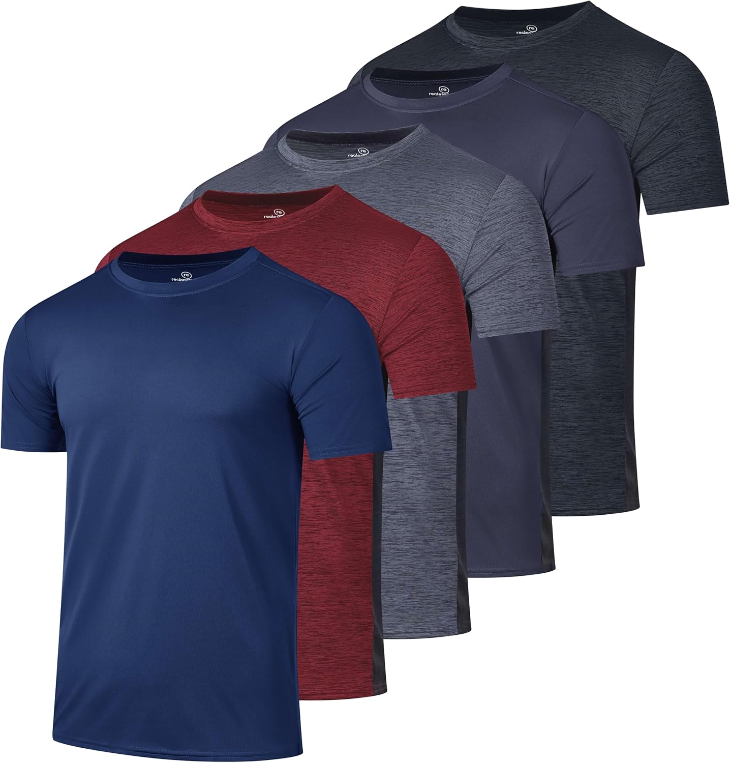 5 Pack Men's Short Sleeve Crew Neck Athletic Tees - Image 16