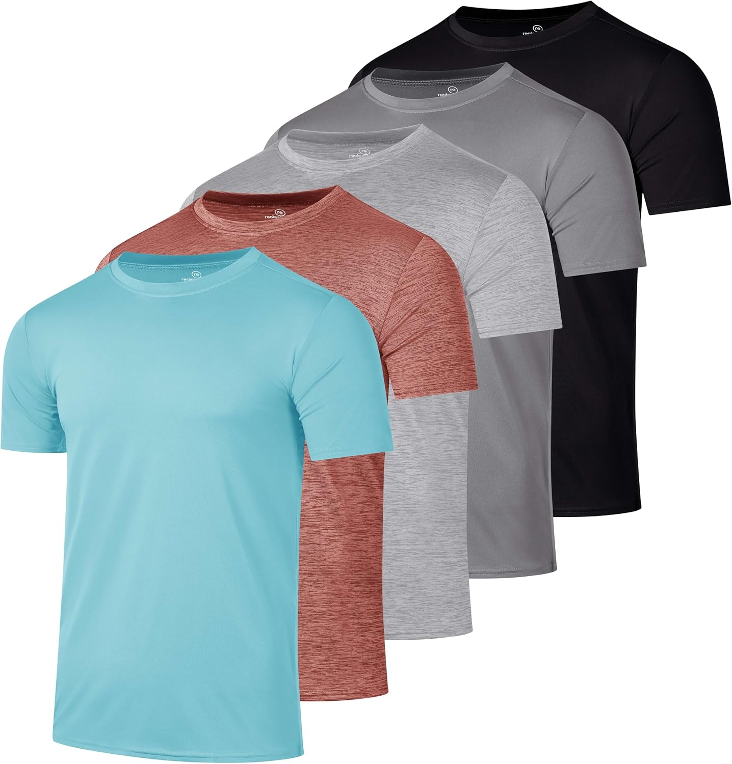 5 Pack Men's Short Sleeve Crew Neck Athletic Tees - Image 26