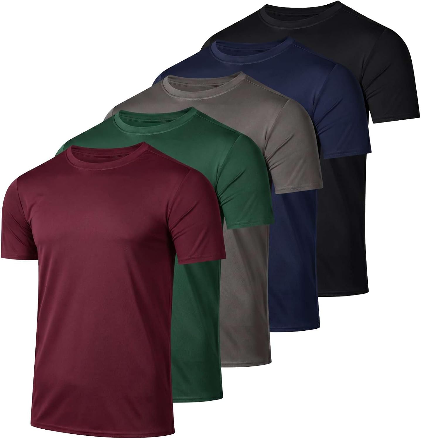 5 Pack Men's Short Sleeve Crew Neck Athletic Tees - Image 27