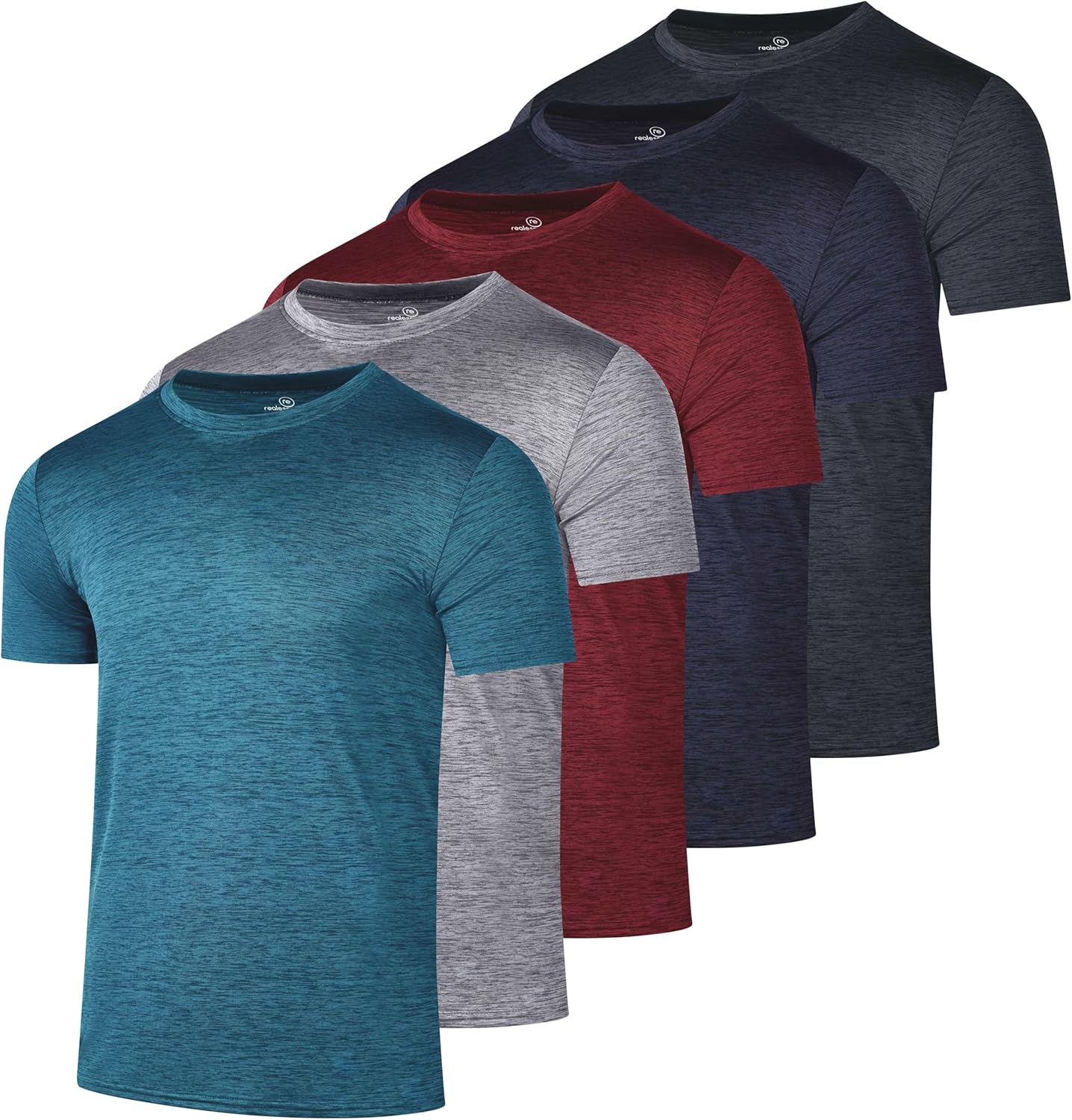 5 Pack Men's Short Sleeve Crew Neck Athletic Tees