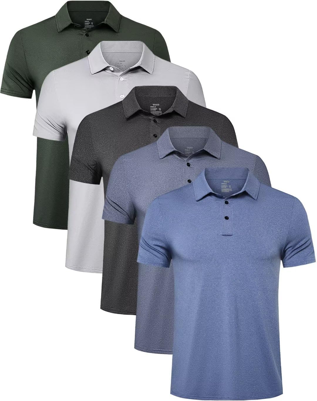 5 Pack Men's Performance Polo Shirts, Short Sleeve