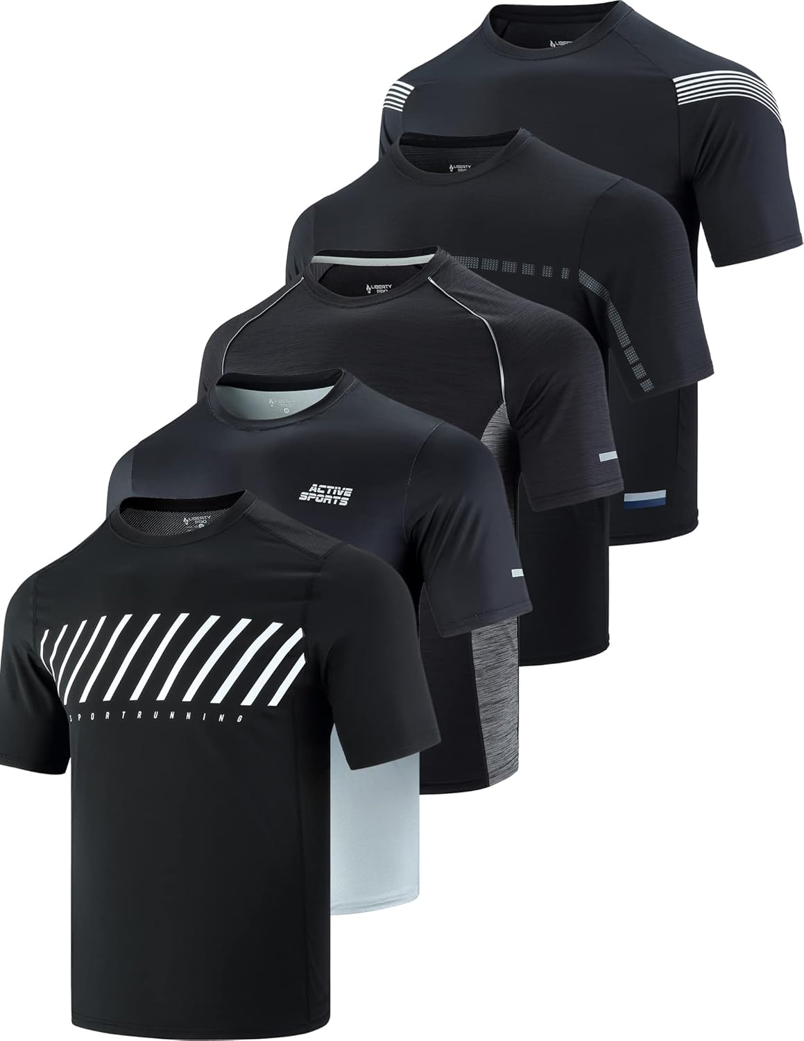 Five Pack Men's Performance Crew Neck T-Shirts - Image 10