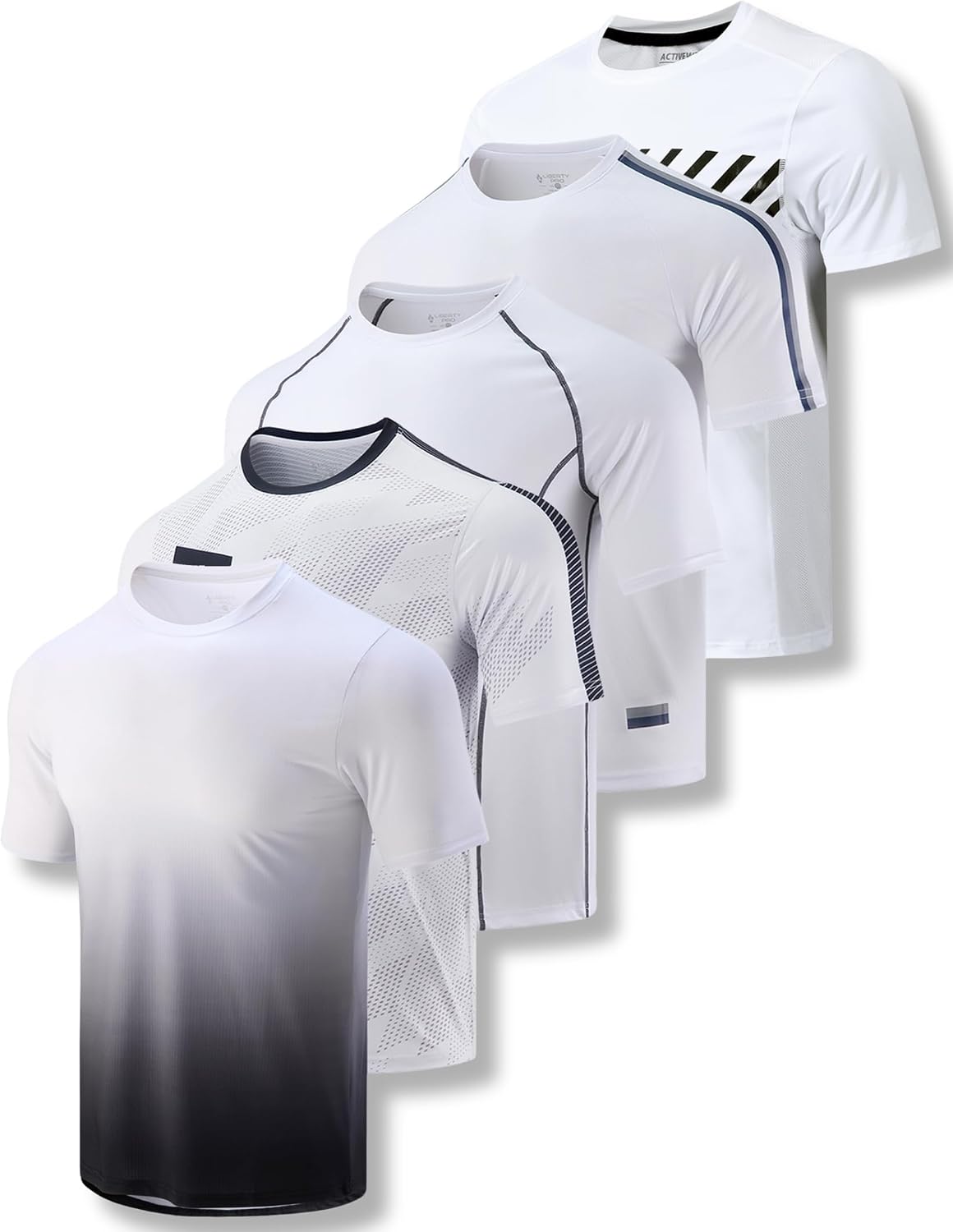 Five Pack Men's Performance Crew Neck T-Shirts - Image 11