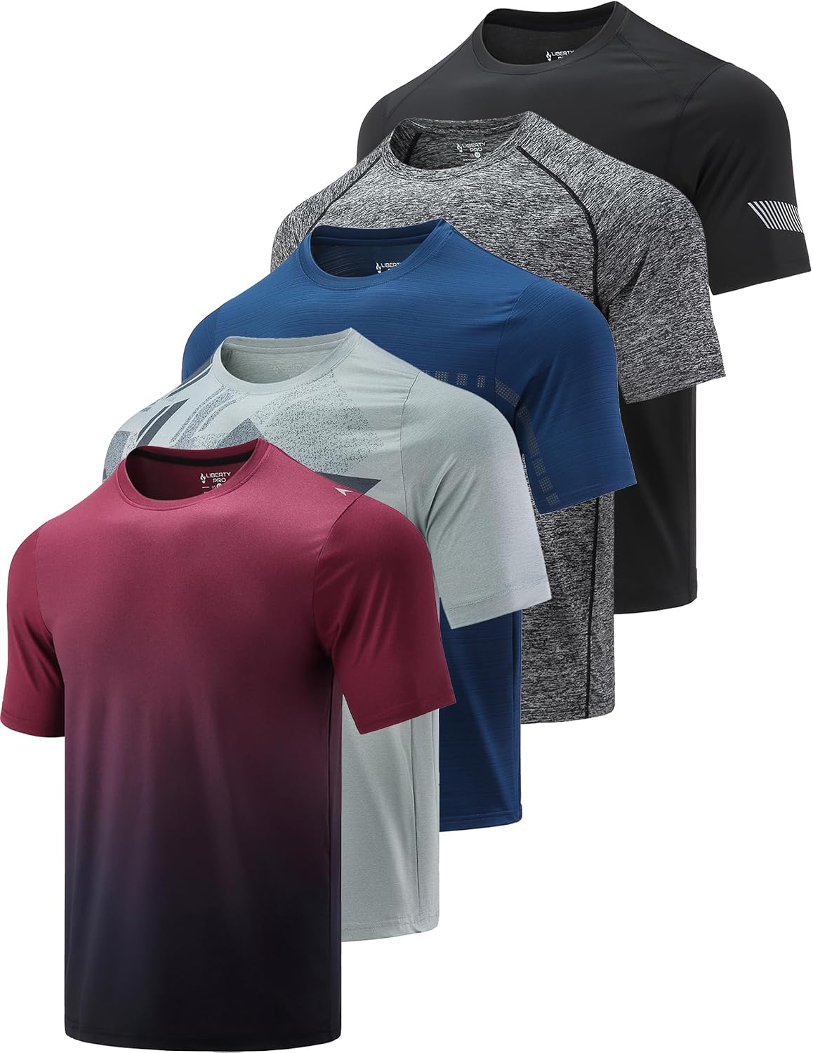 Five Pack Men's Performance Crew Neck T-Shirts