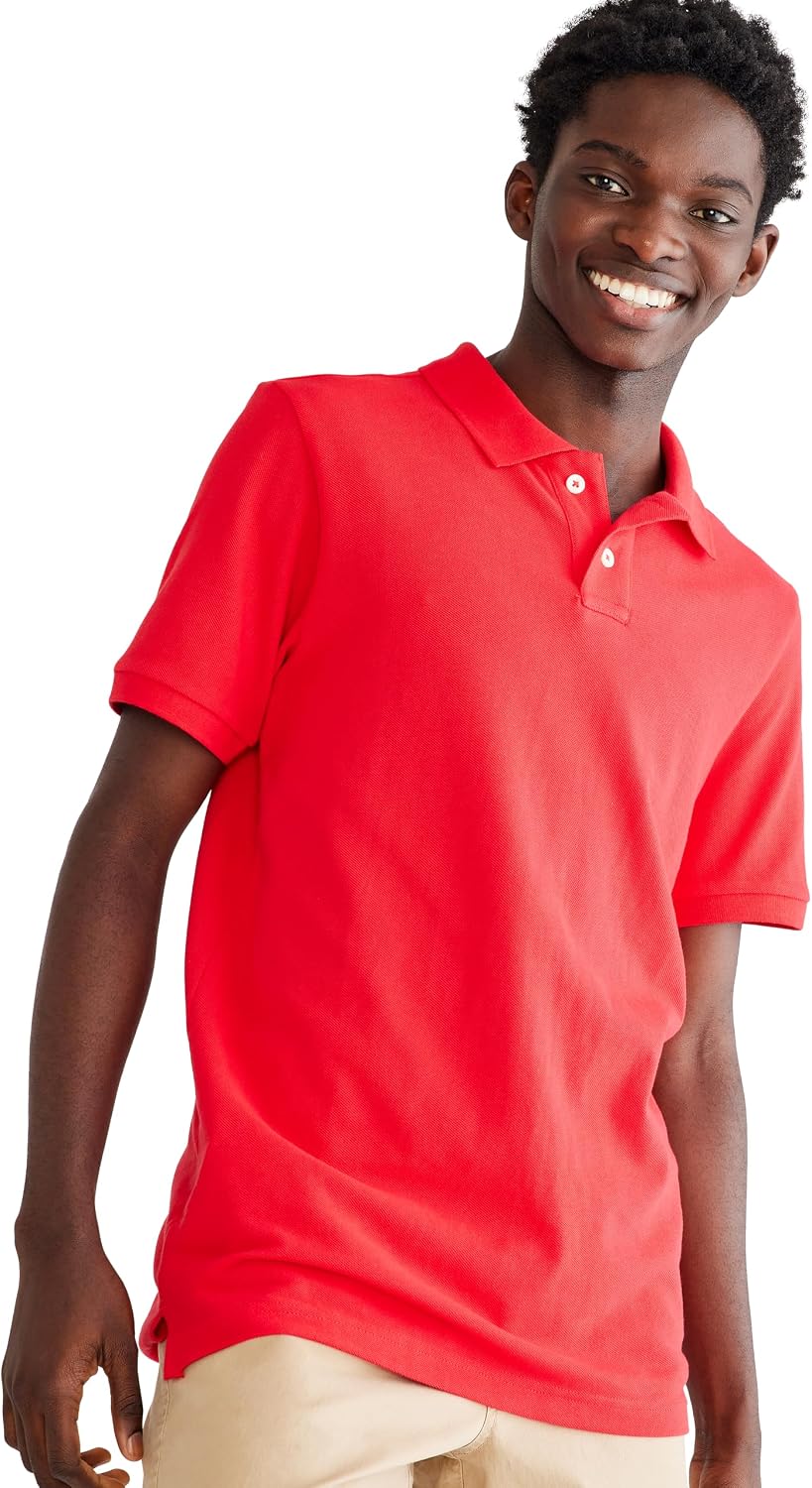 Men's Solid Green Short Sleeve Polo Shirt, Cotton Blend - Image 8