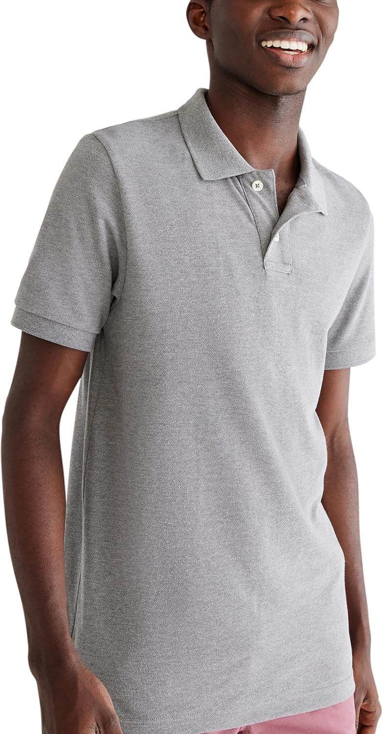 Men's Solid Green Short Sleeve Polo Shirt, Cotton Blend - Image 7