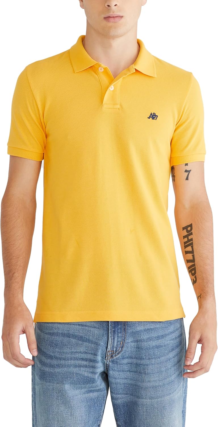 Men's Solid Green Short Sleeve Polo Shirt, Cotton Blend - Image 16