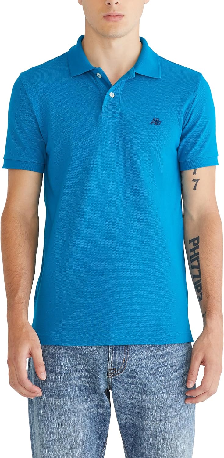 Men's Solid Green Short Sleeve Polo Shirt, Cotton Blend - Image 28
