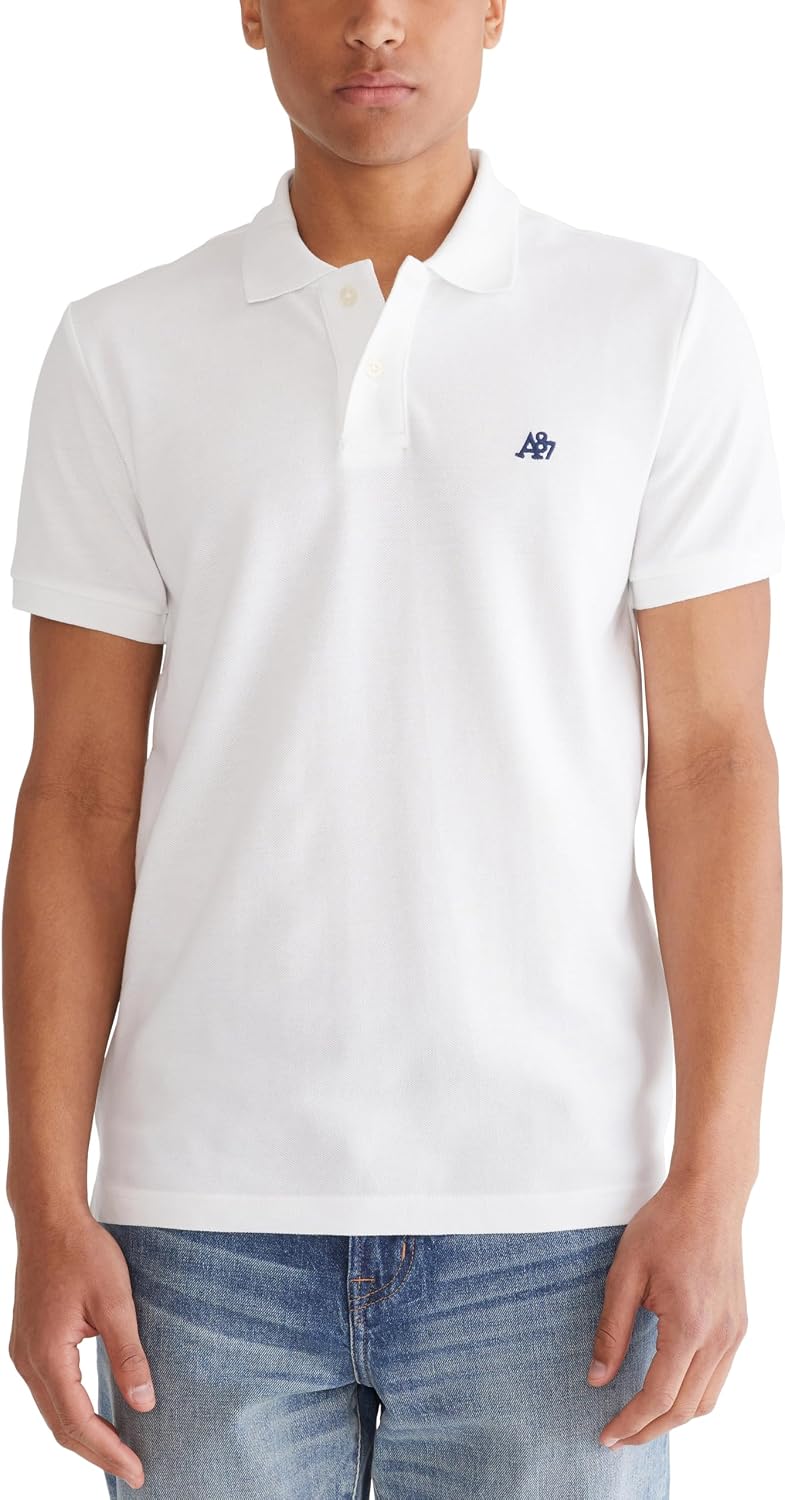 Men's Solid Green Short Sleeve Polo Shirt, Cotton Blend - Image 9