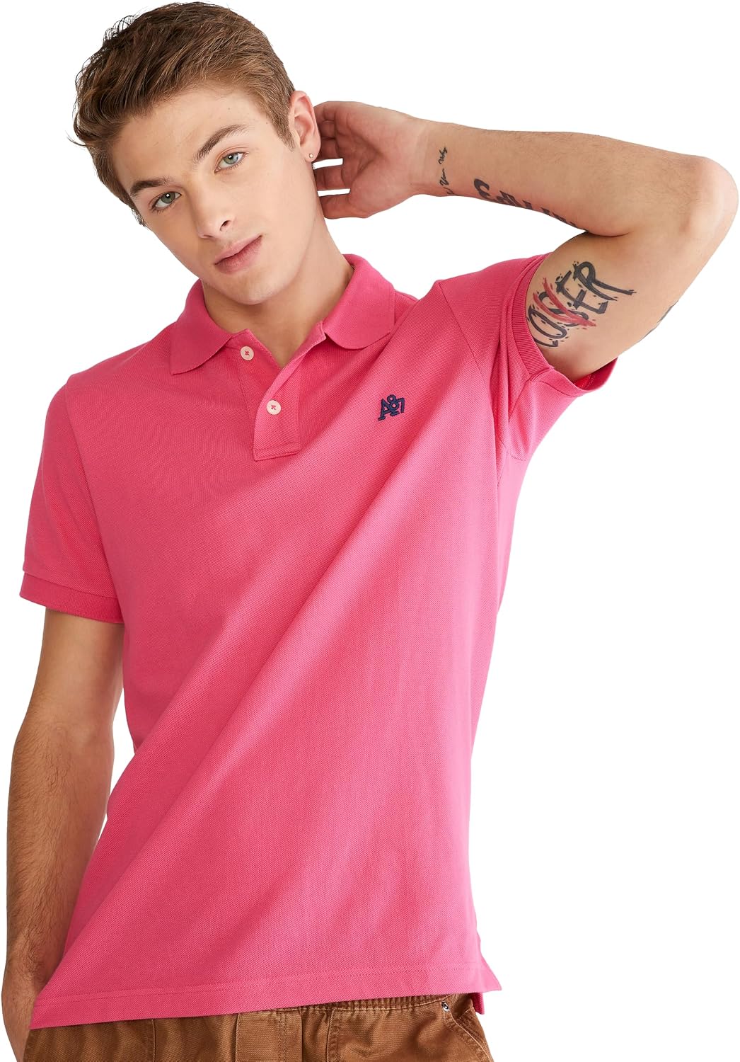 Men's Solid Green Short Sleeve Polo Shirt, Cotton Blend - Image 25