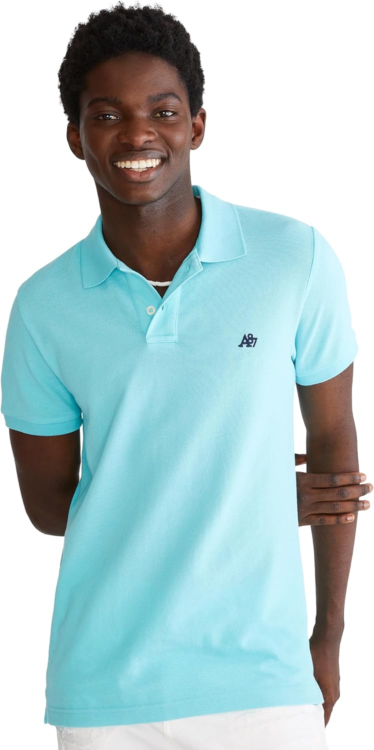 Men's Solid Green Short Sleeve Polo Shirt, Cotton Blend - Image 21