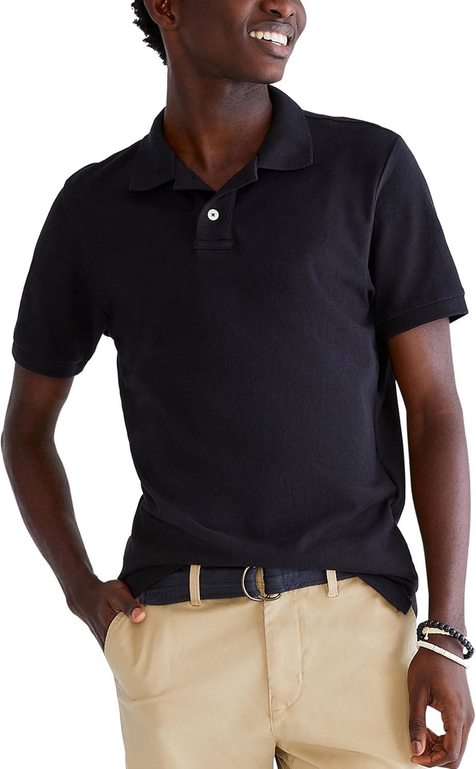 Men's Solid Green Short Sleeve Polo Shirt, Cotton Blend - Image 26