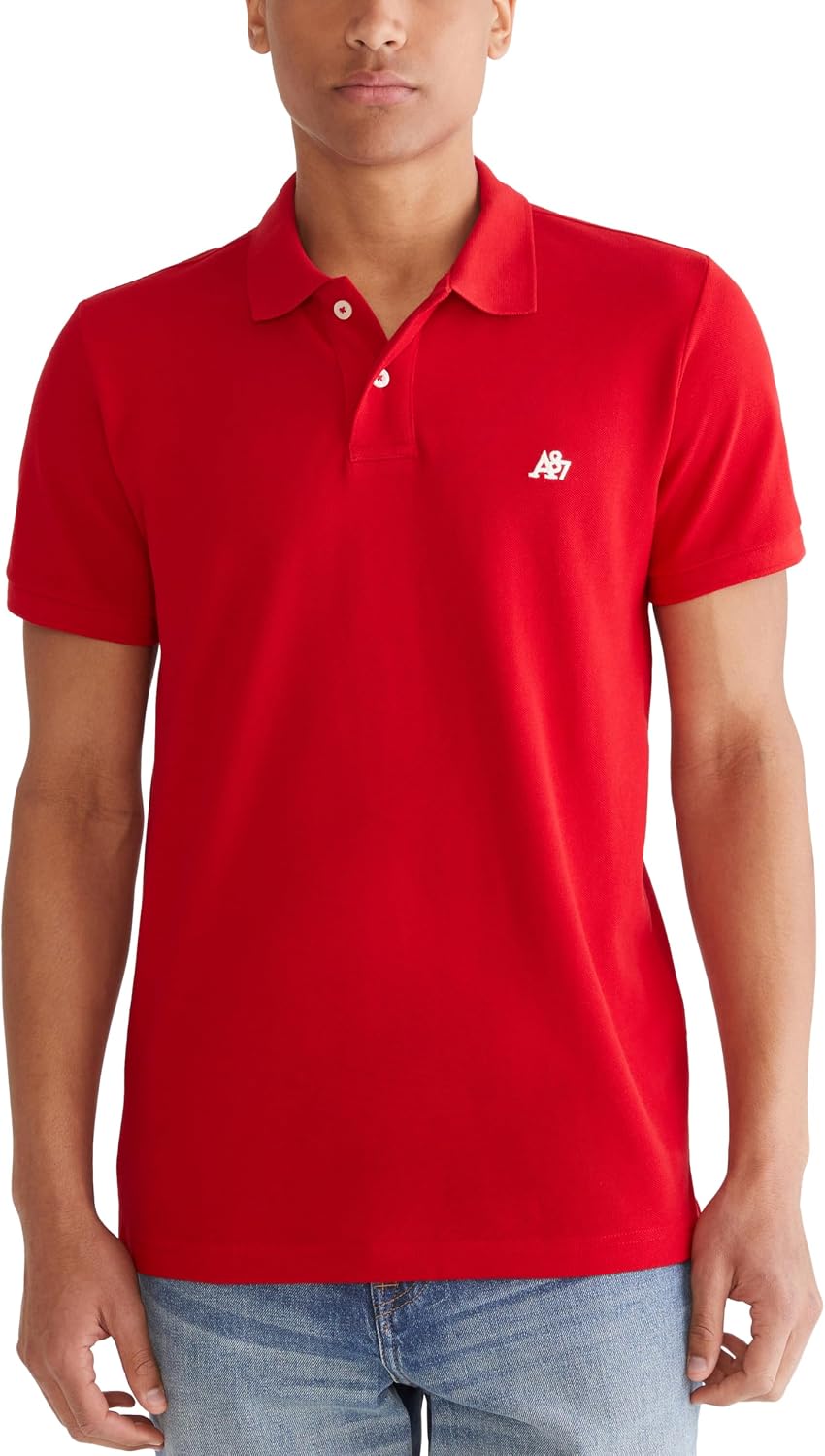Men's Solid Green Short Sleeve Polo Shirt, Cotton Blend - Image 20
