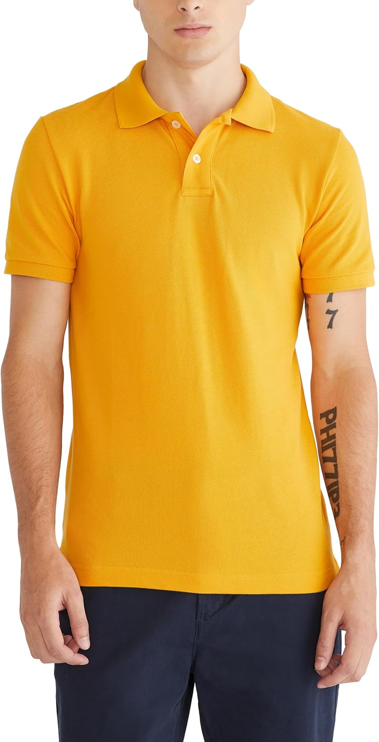 Men's Solid Green Short Sleeve Polo Shirt, Cotton Blend - Image 18
