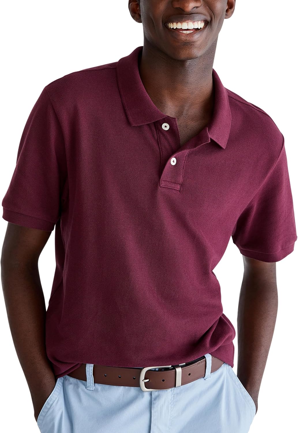 Men's Solid Green Short Sleeve Polo Shirt, Cotton Blend - Image 24