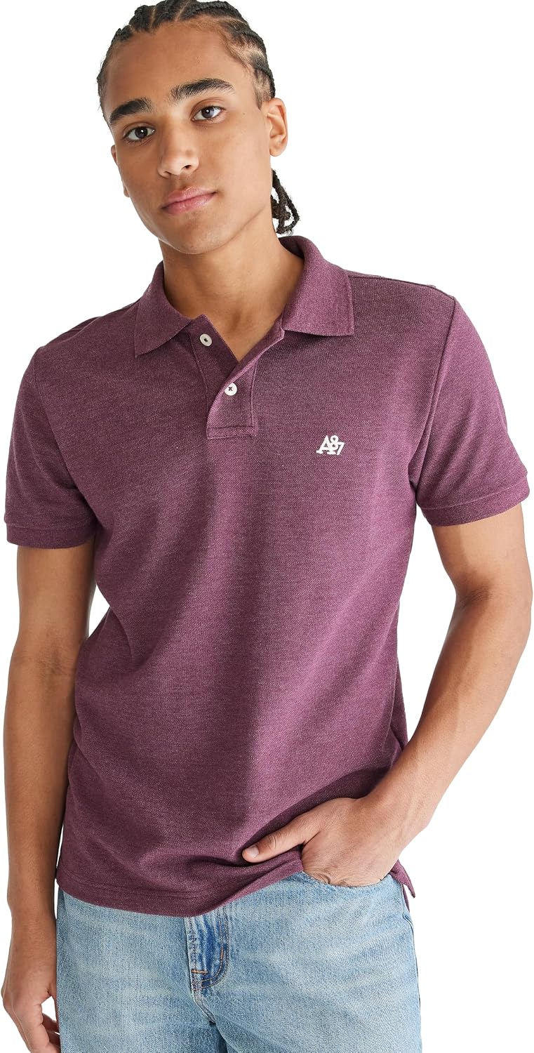 Men's Solid Green Short Sleeve Polo Shirt, Cotton Blend - Image 15