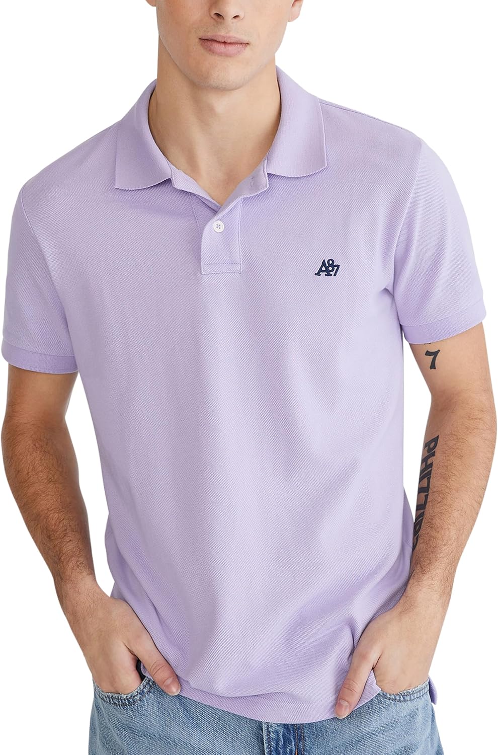 Men's Solid Green Short Sleeve Polo Shirt, Cotton Blend - Image 19