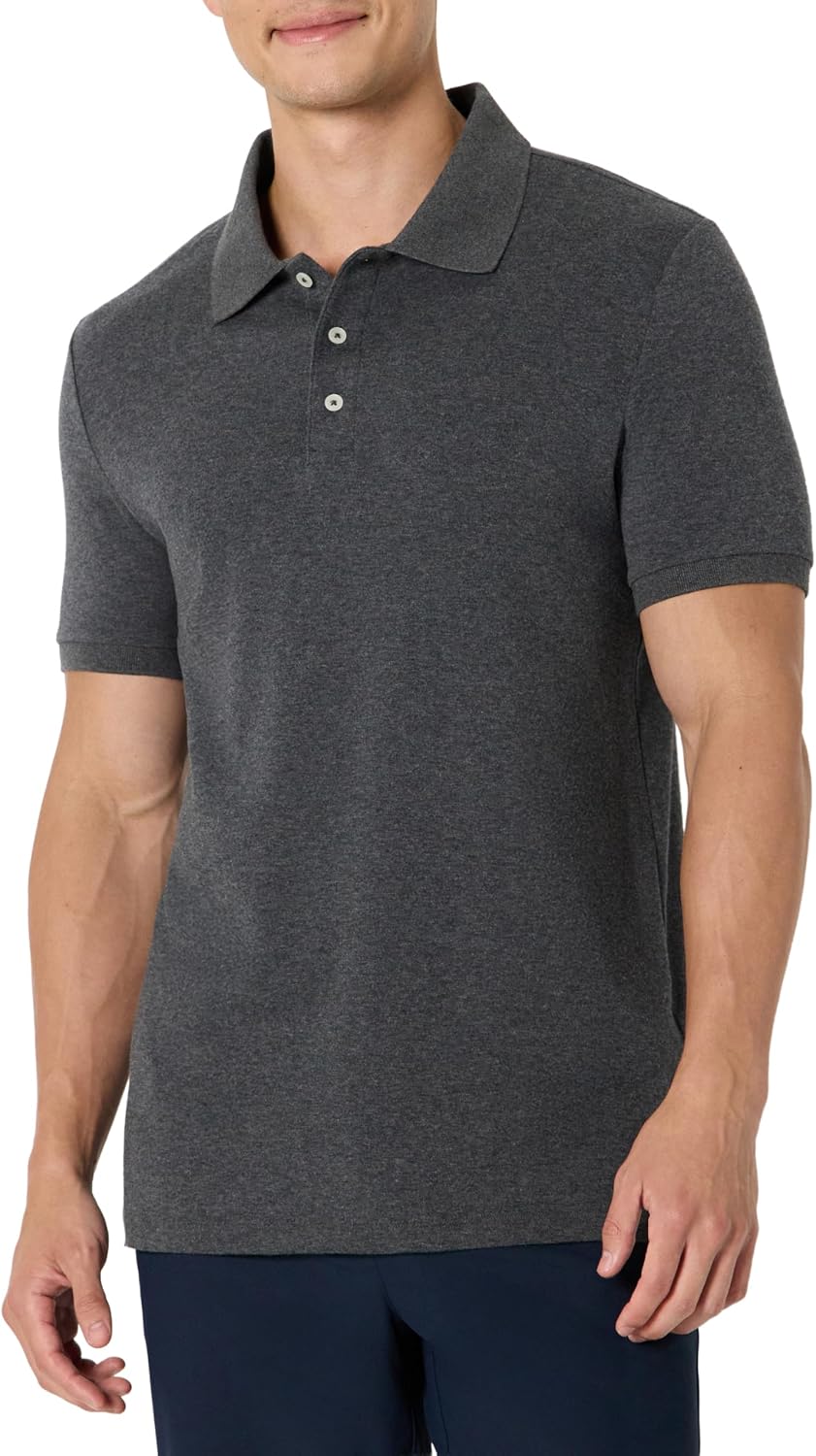 Men's White Short Sleeve Polo Shirt, Interlock Fabric - Image 7