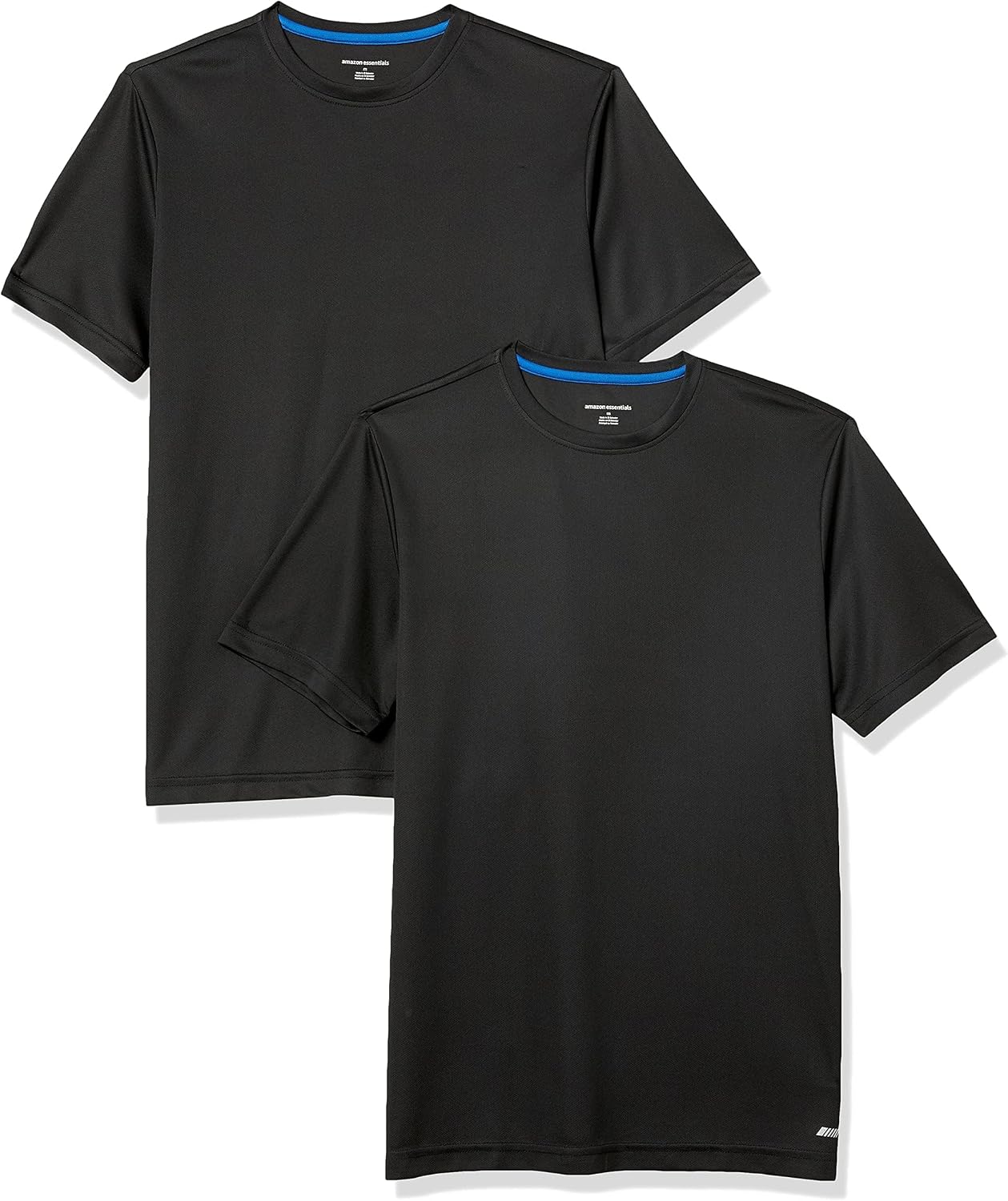 Men's Black Crew Neck T-Shirts, Performance Fabric, 2-Pack