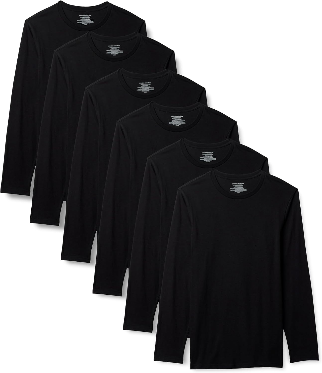 Men's Cotton Blend Crew Neck T-Shirts, White and Black, 6-Pack - Image 7