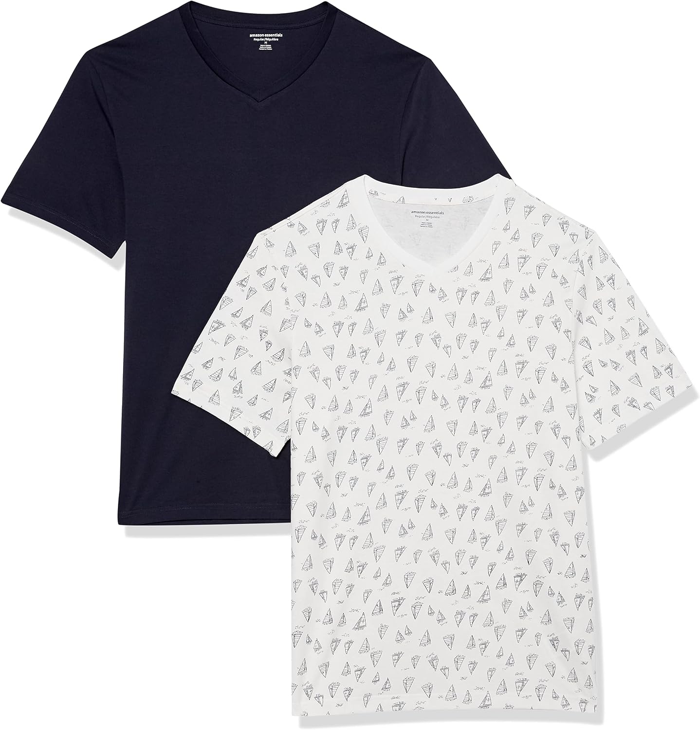 Men's Grey V-Neck Short Sleeve T-Shirts, Cotton Blend, 2-Pack - Image 11