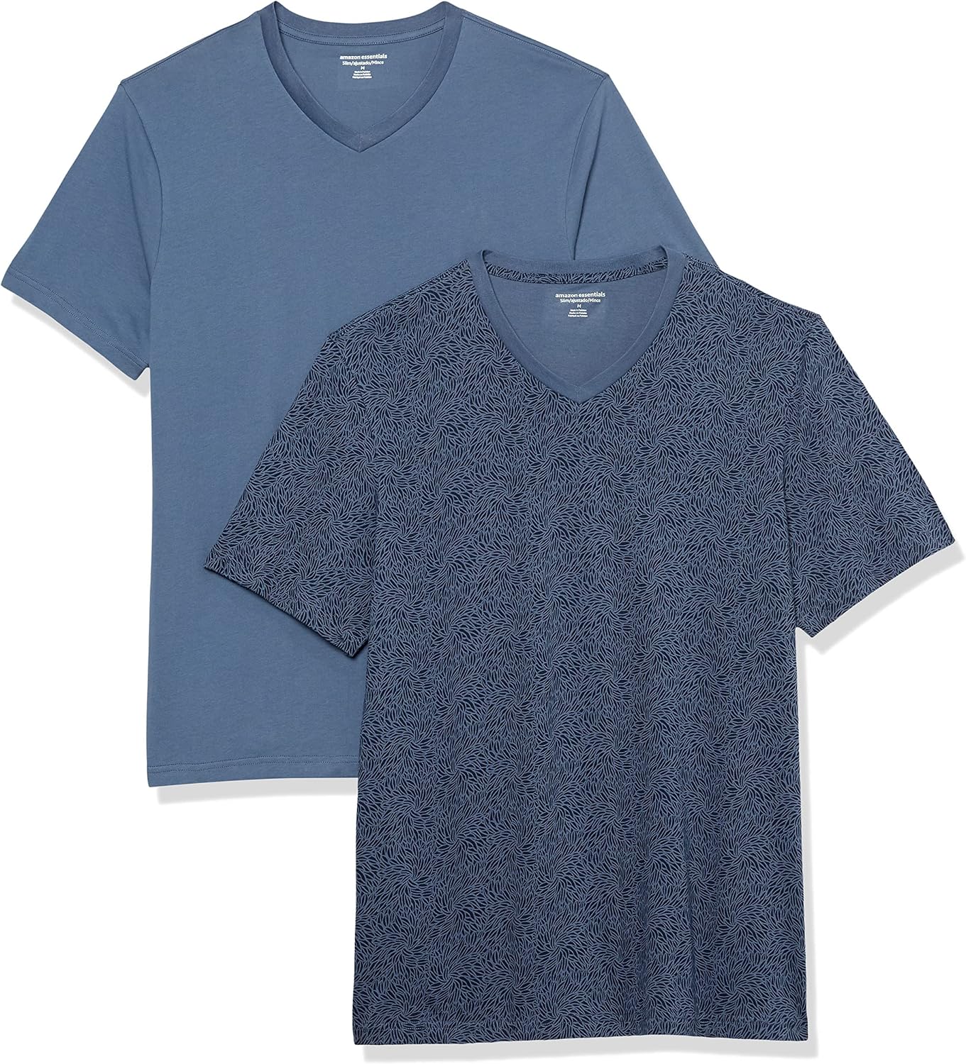 Men's Grey V-Neck Short Sleeve T-Shirts, Cotton Blend, 2-Pack - Image 9