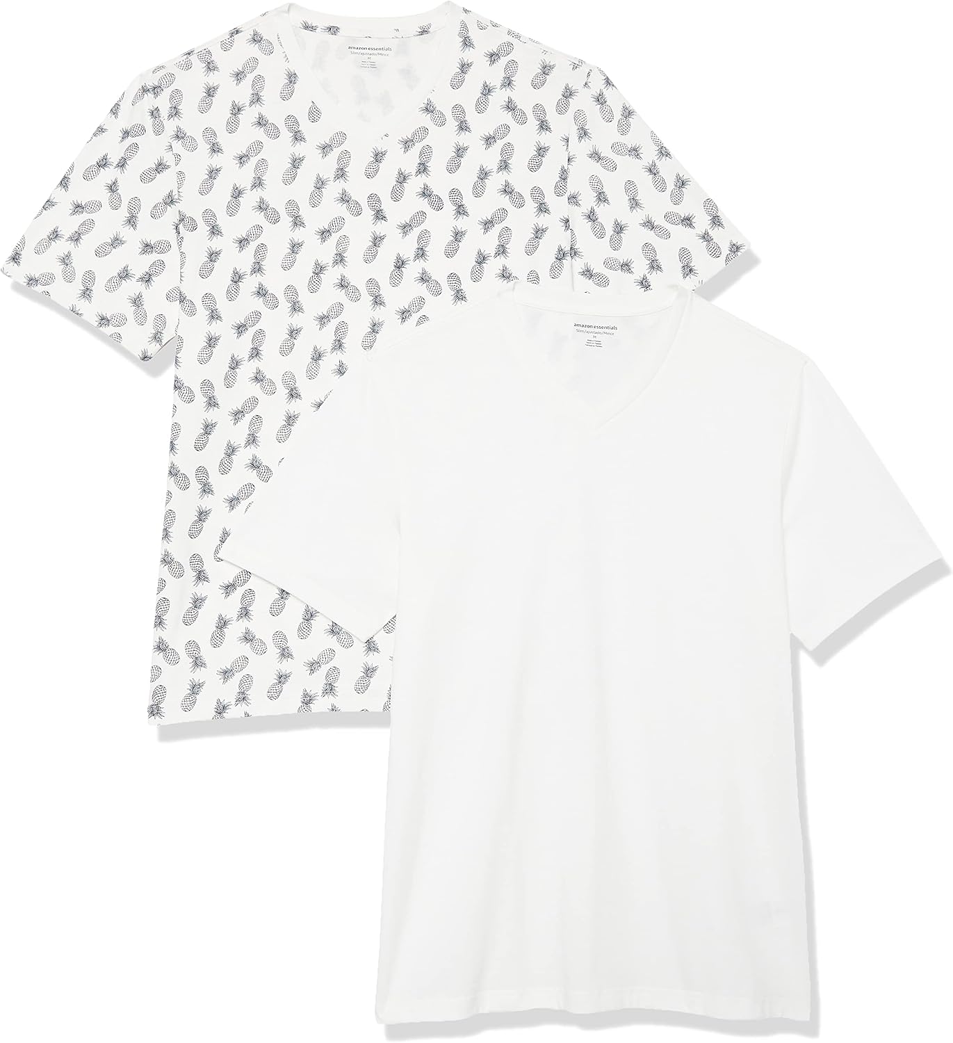 Men's Grey V-Neck Short Sleeve T-Shirts, Cotton Blend, 2-Pack - Image 15