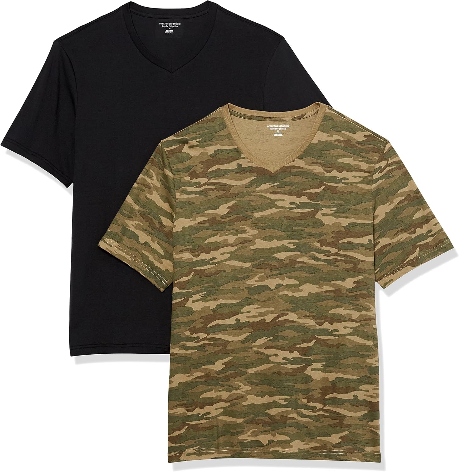 Men's Grey V-Neck Short Sleeve T-Shirts, Cotton Blend, 2-Pack - Image 8