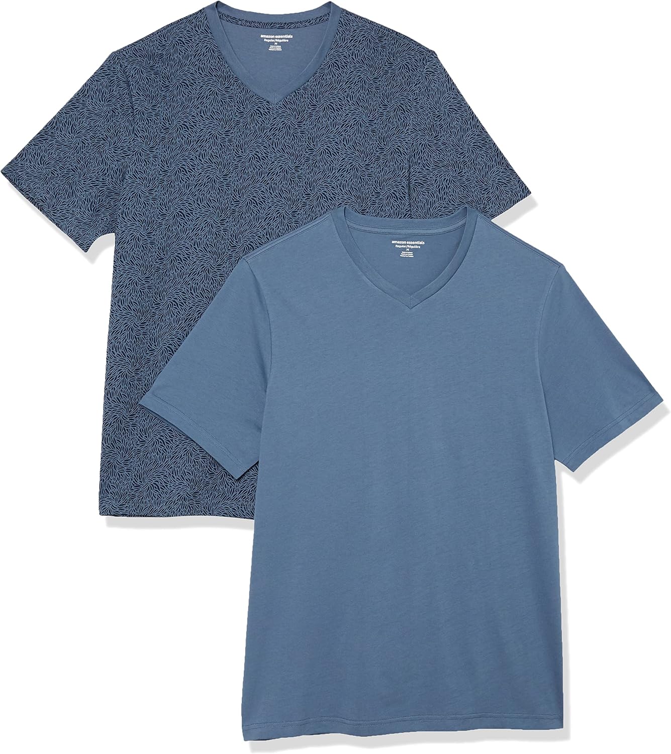 Men's Grey V-Neck Short Sleeve T-Shirts, Cotton Blend, 2-Pack - Image 13
