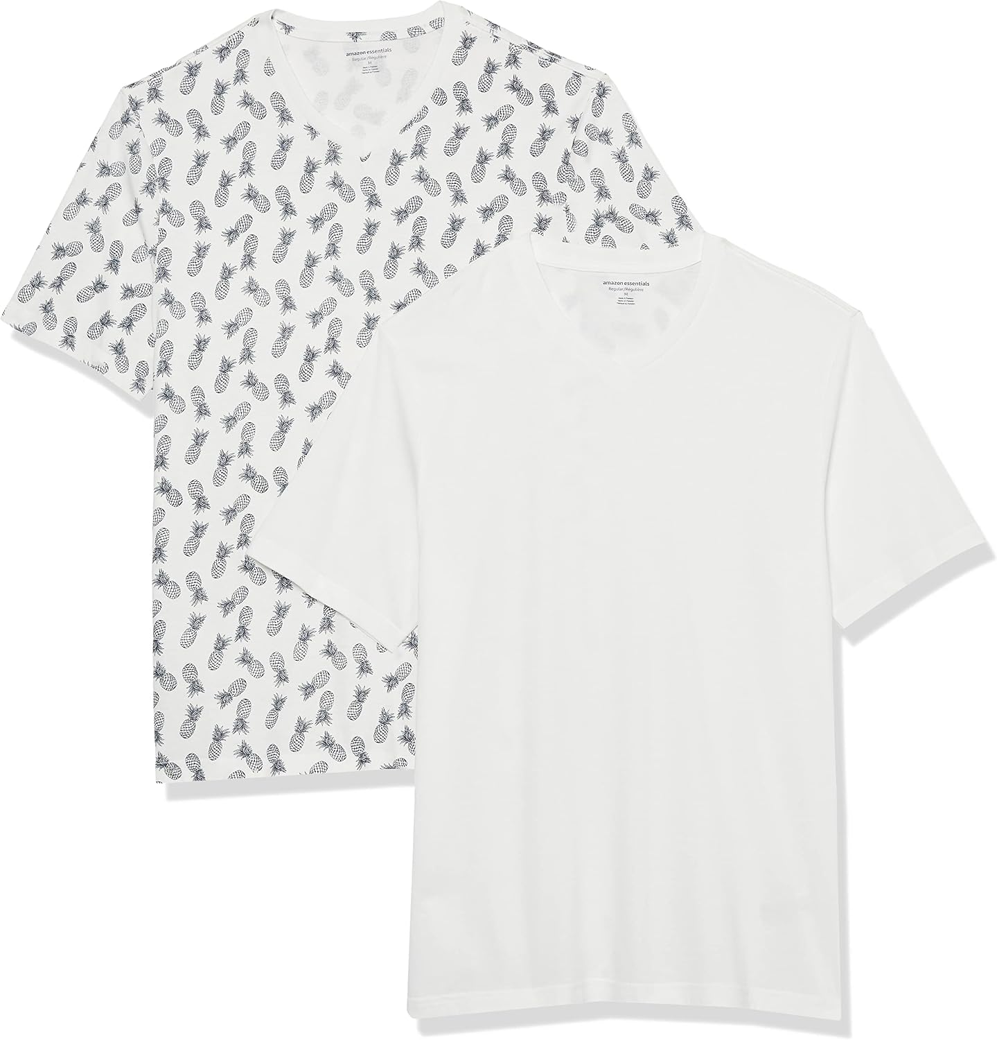 Men's Grey V-Neck Short Sleeve T-Shirts, Cotton Blend, 2-Pack - Image 12