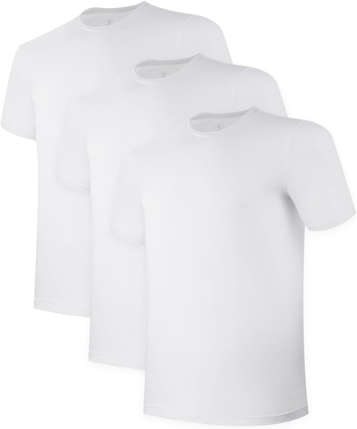Men's White Crew Neck Undershirts, Bamboo Blend, 3-Pack