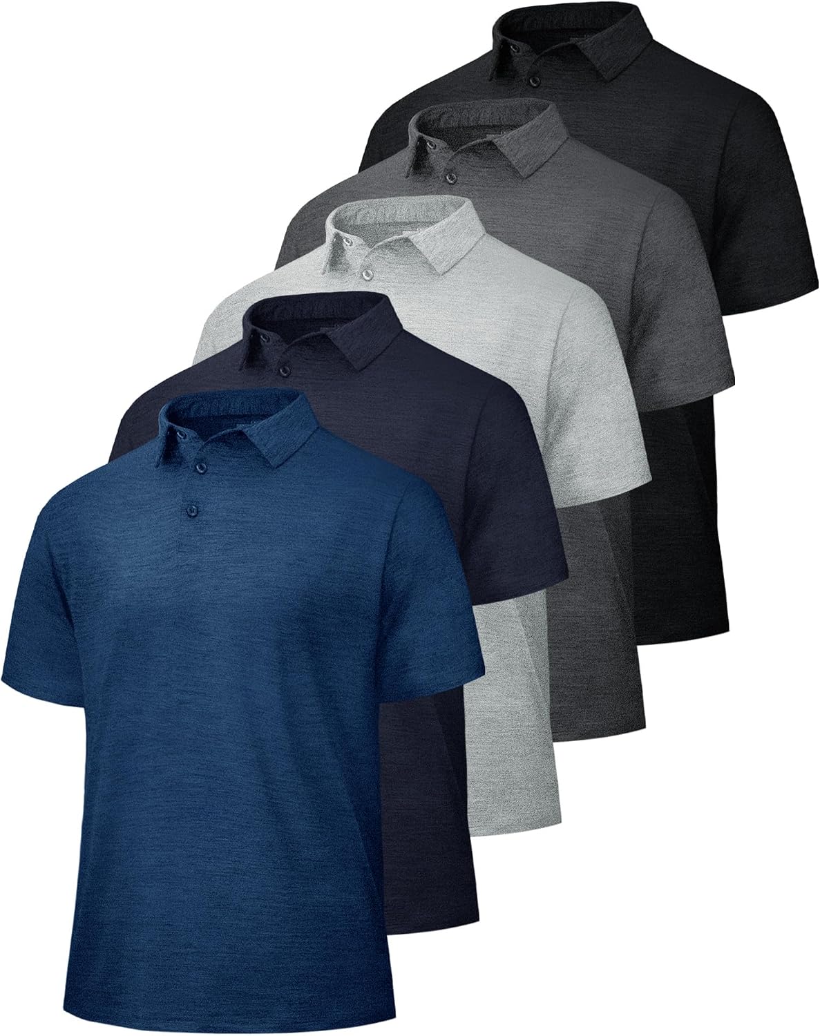 Men's Short Sleeve Polo Shirts, Quick Dry Fabric, 5-Pack