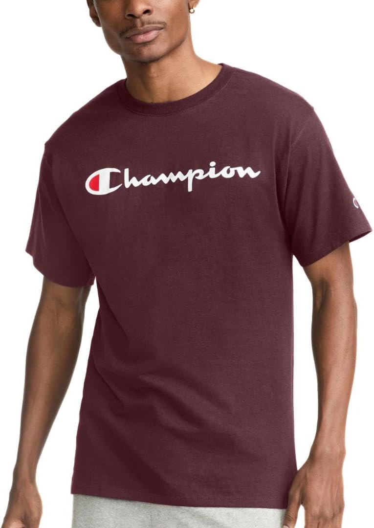 Men's Maroon Short Sleeve Graphic T-Shirt, Cotton Blend