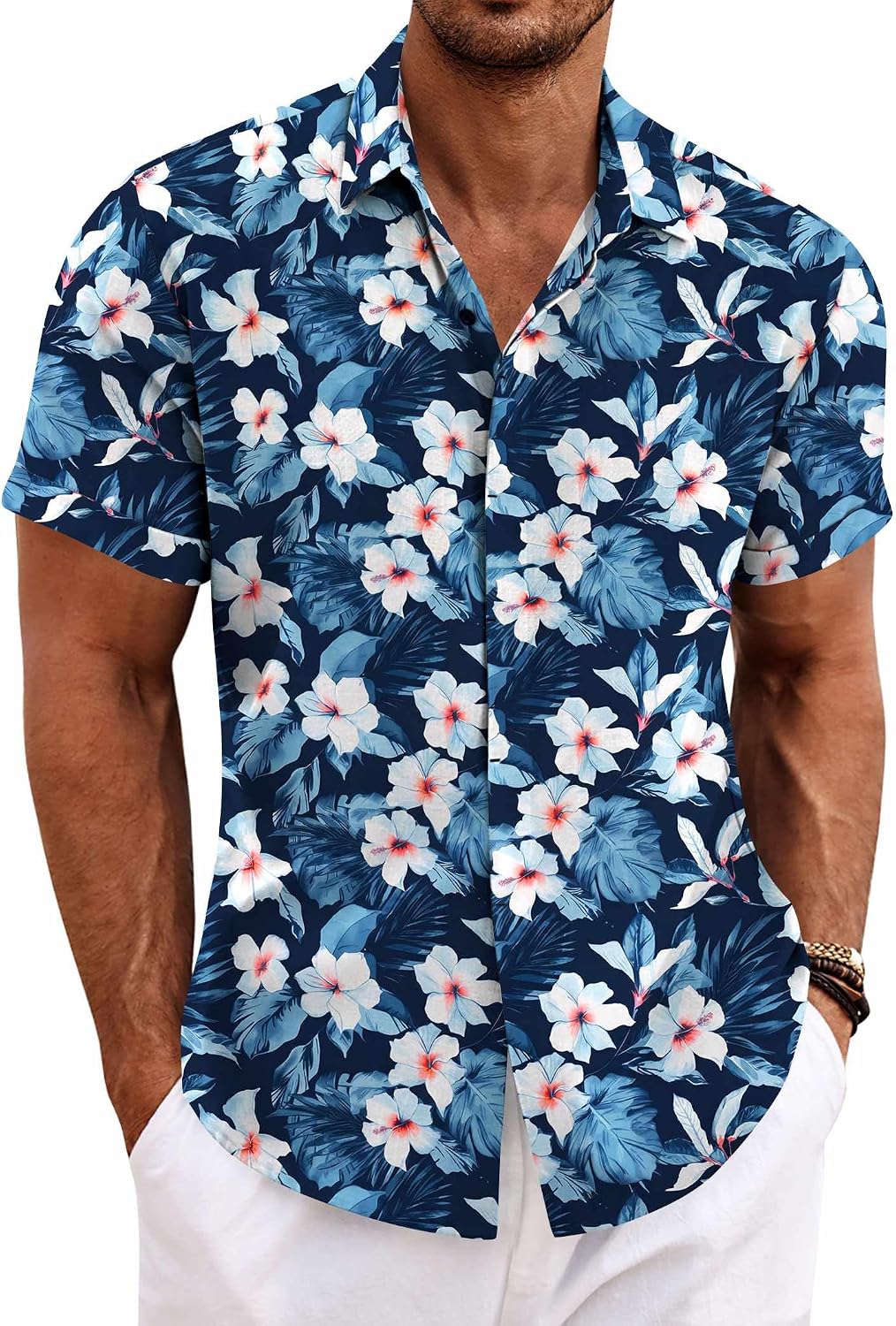 Men's Short Sleeve Button Down Shirt, Linen Blend - Image 18