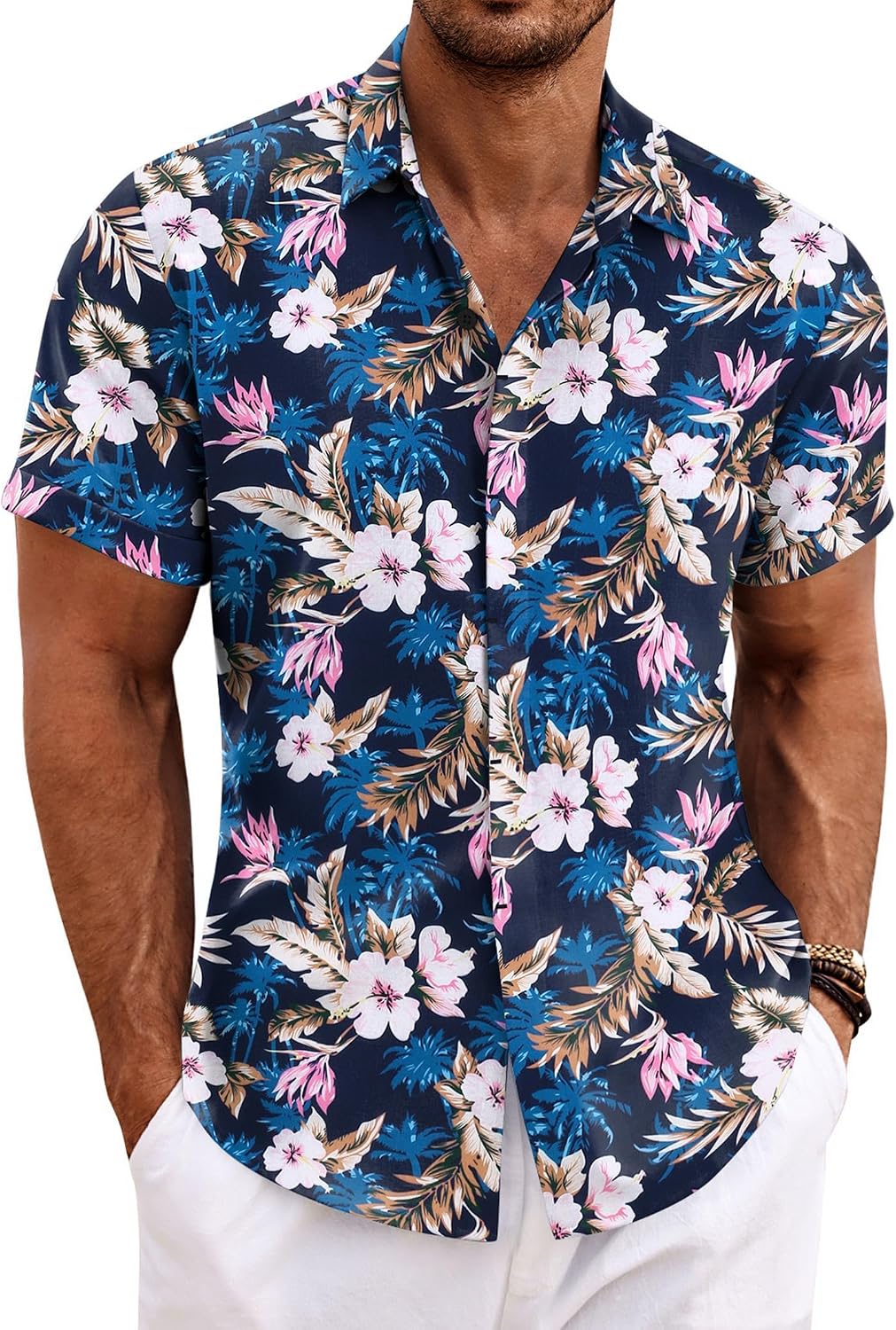Men's Short Sleeve Button Down Shirt, Linen Blend - Image 17