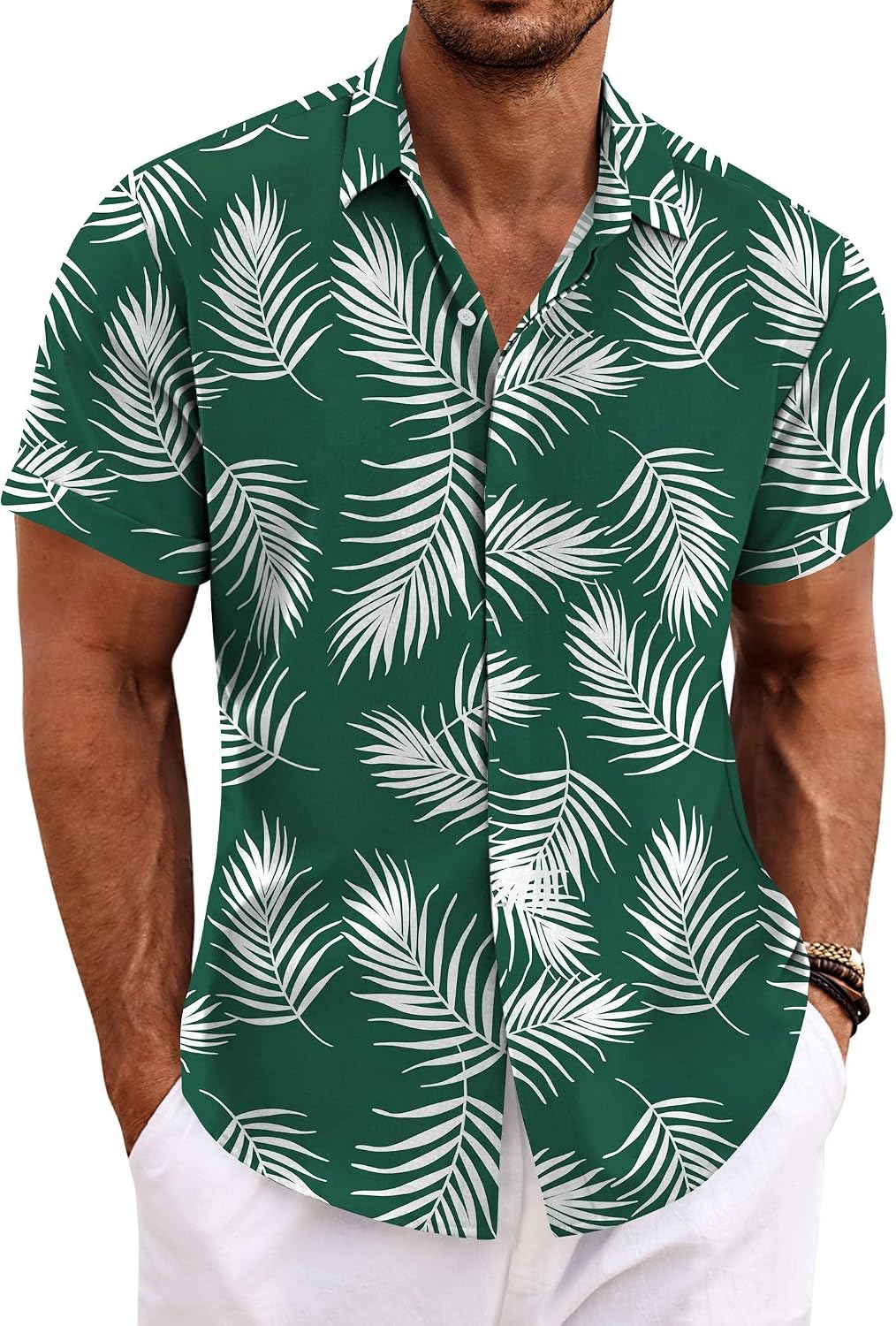 Men's Short Sleeve Button Down Shirt, Linen Blend - Image 39