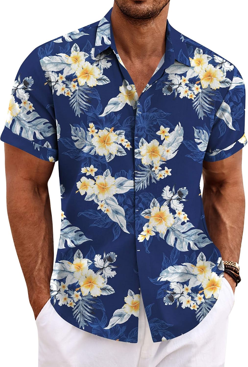 Men's Short Sleeve Button Down Shirt, Linen Blend - Image 13
