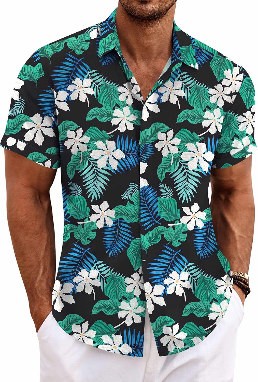Men's Short Sleeve Button Down Shirt, Linen Blend - Image 42