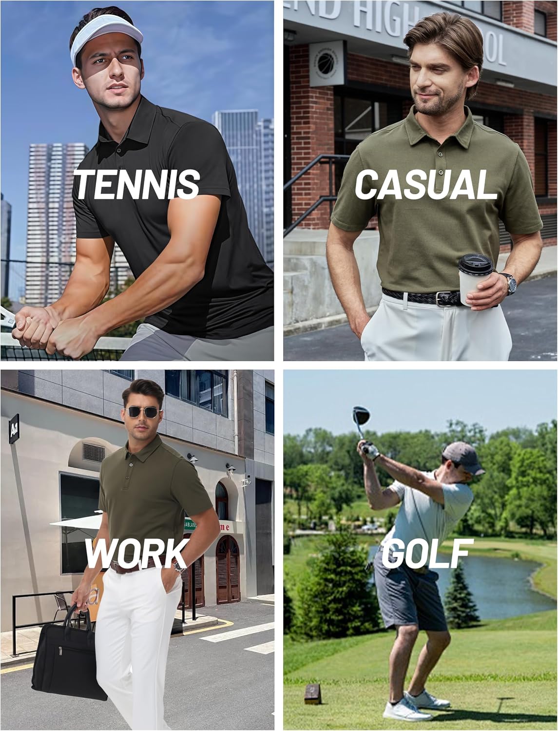 Men's Navy Short Sleeve Pique Polo Shirt, Three Buttons - Image 8