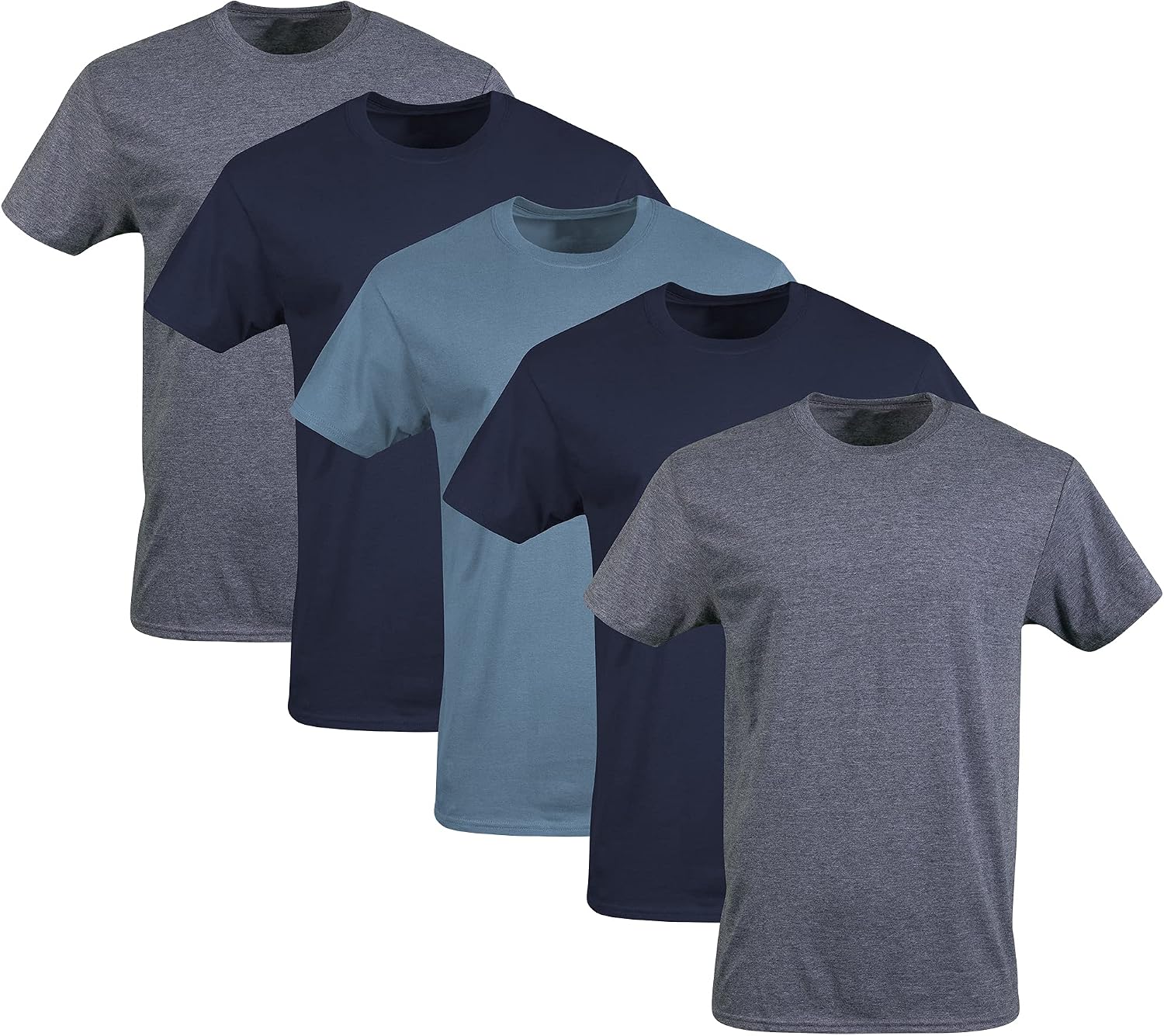 Men's Cotton Blend Crew Neck T-Shirts, Assorted 5-Pack 2