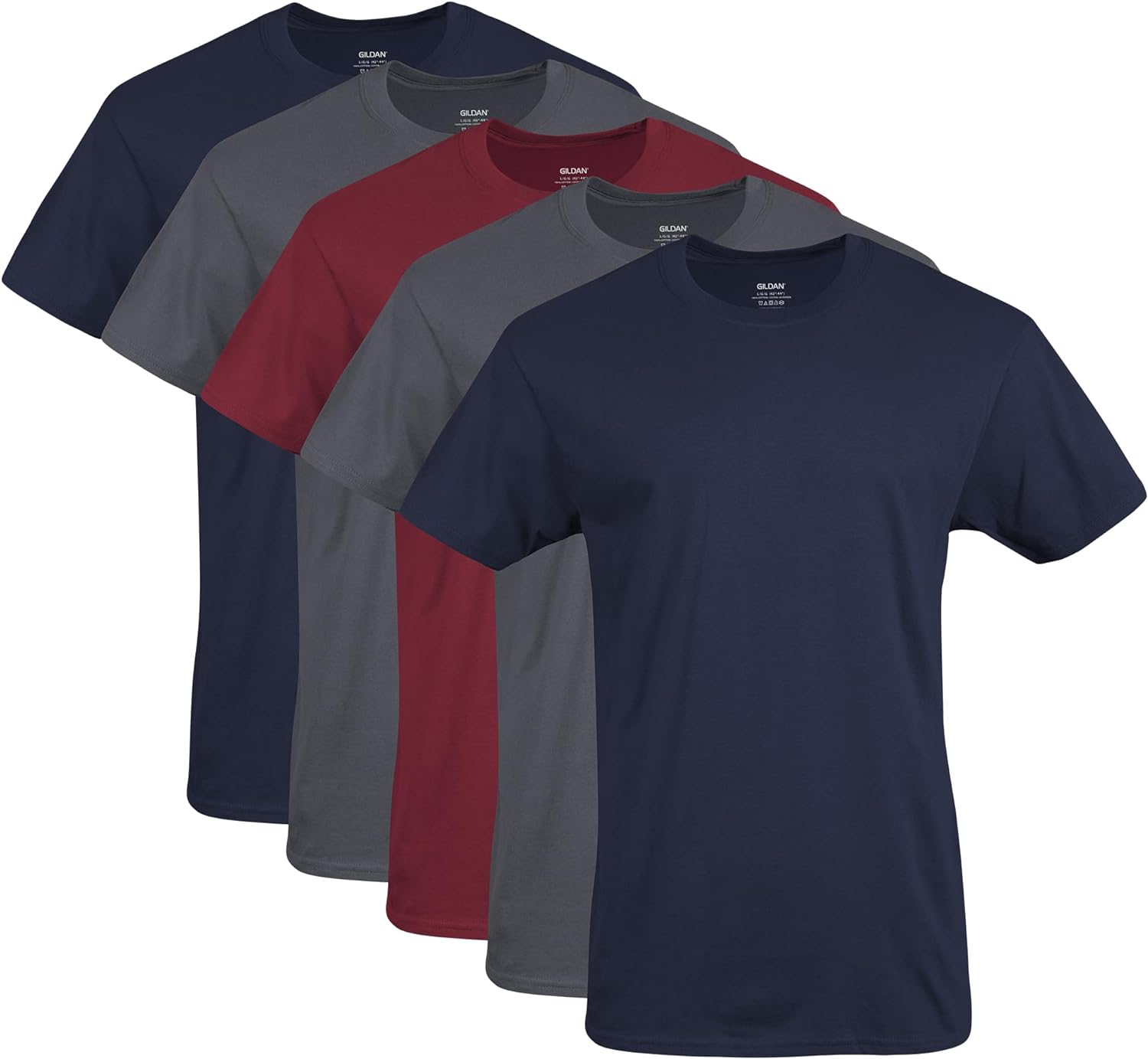 Men's Assorted Cotton Crew Neck T-Shirts, Short Sleeve, 5-Pack