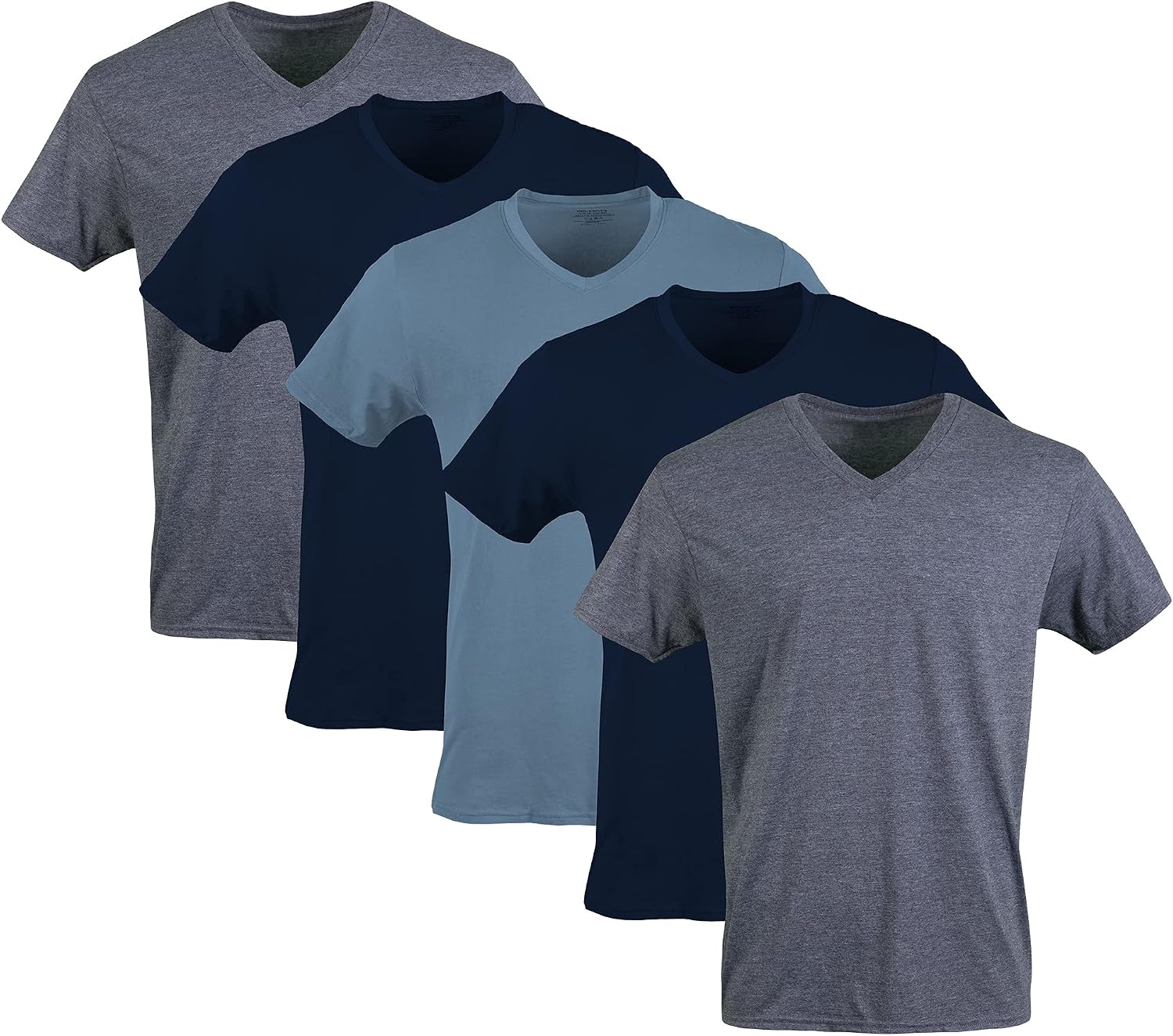 Men's Cotton V-Neck T-Shirts, Short Sleeve, Assorted 5-Pack
