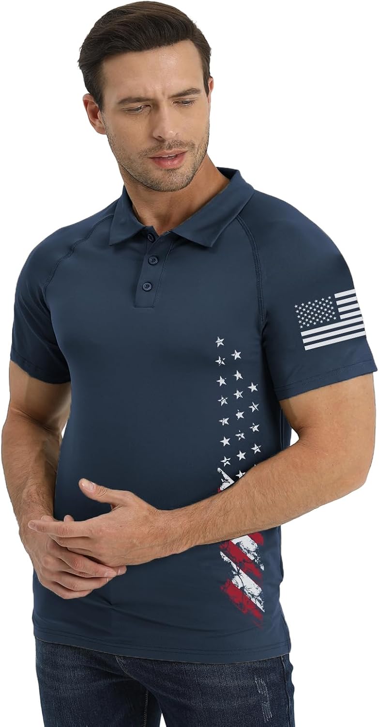 Men's Short Sleeve Polo, Graphic Print, Polyester Blend - Image 7