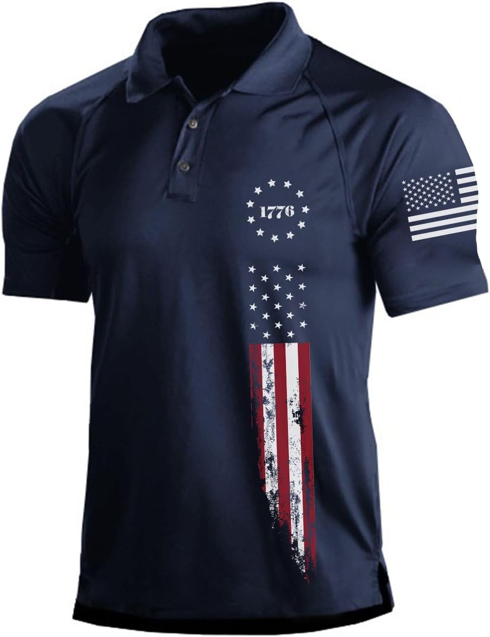 Men's Short Sleeve Polo, Graphic Print, Polyester Blend - Image 48